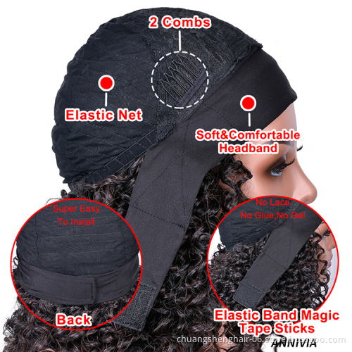 wholesale fiber hair availble accept customizat kinky curly with attached wig short synthetic wigs for black women headband wigs